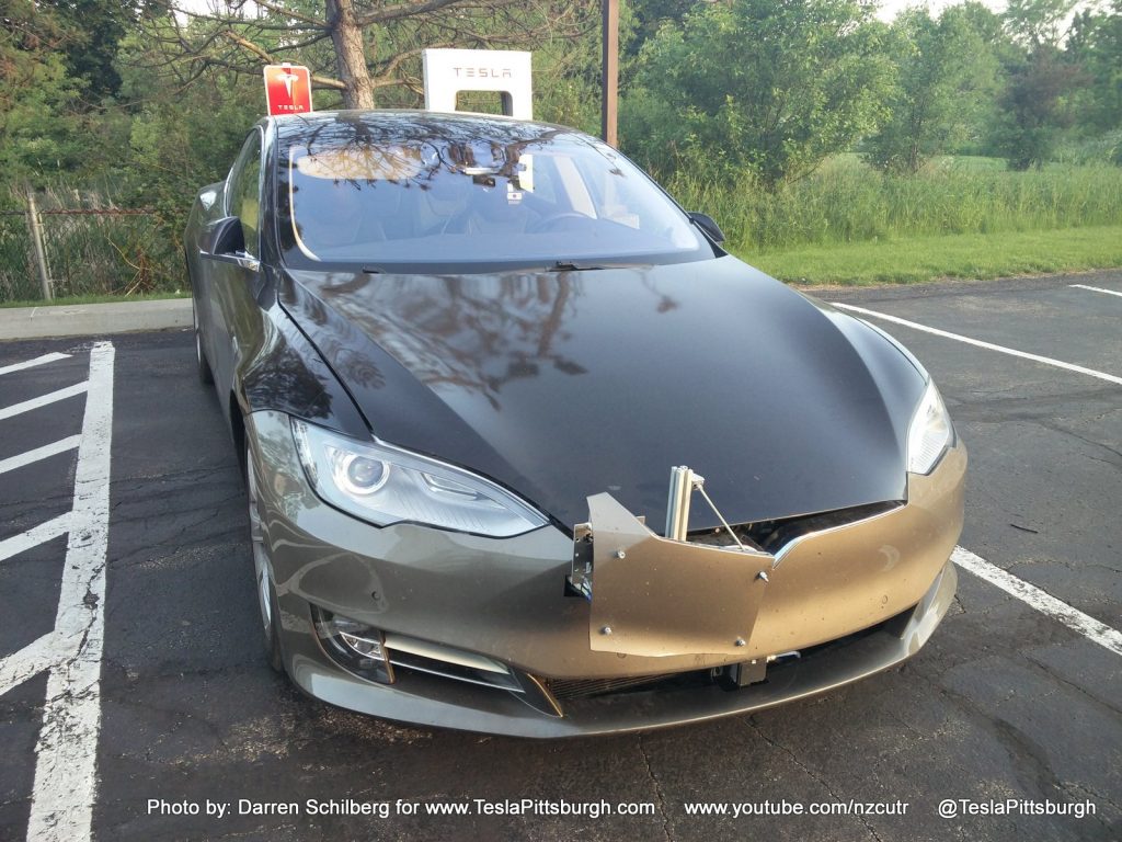 Tesla Model S mule with Autopilot 2.0 sensors