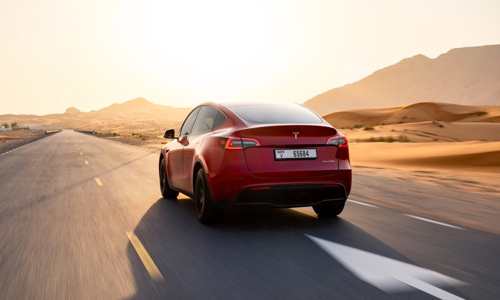 Tesla model y from rear